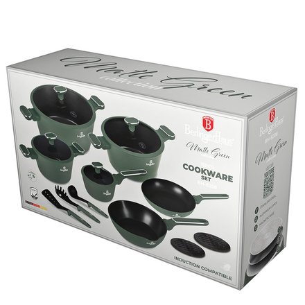 Sada nádobí s titanovým povrchem Berlingerhaus BH-8208 15 ks Matte Green Collection (7)