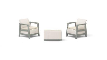 Zahradní nábytek Keter Scandi set dvě křesla + úložný stůl béžovo šedý
