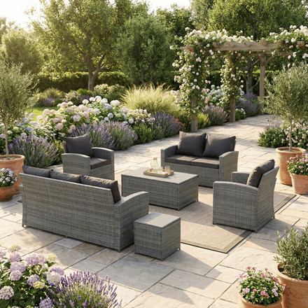 Zahradní sestava Autronic polyratan, šedá, AZ-F1911 GREY (1)