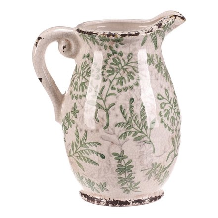 Obal na květiny Autronic keramický - retro džbánek, vel. L, dekor zeleně (KEX6015-L) (3)