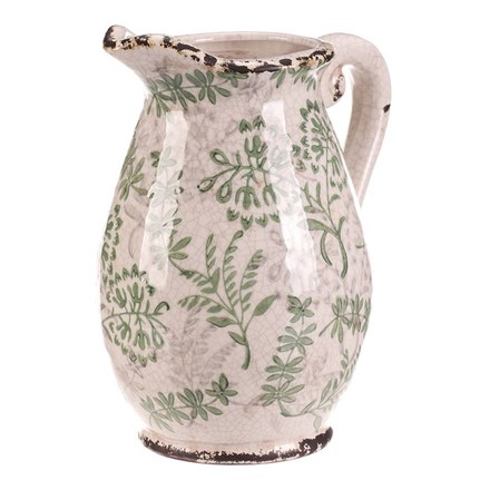 Obal na květiny Autronic keramický - retro džbánek, vel. L, dekor zeleně (KEX6015-L) (5)