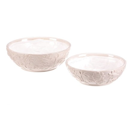 Obal na květiny Autronic keramický - mísa, dekor květin, cena za sadu 2 ks (KEX6020) (1)