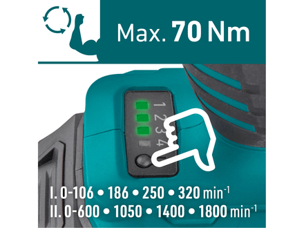 Aku šroubovák Extol Industrial 8791804 s příklepem SHARE20V, 70Nm, BRUSHLESS, 2Ah (2×) (2)