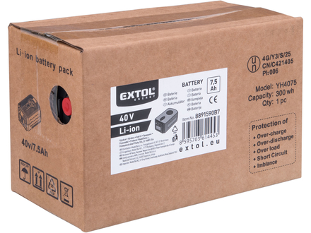 Baterie akumulátorová Extol Energy 8891590B7 40V, Li-ion, 7,5Ah (2)