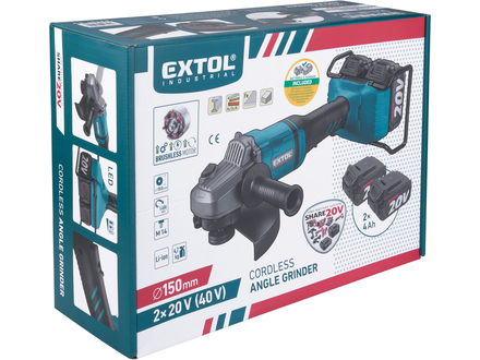 Aku úhlová bruska Extol Industrial 8791846 SHARE20V, 150/180mm, BRUSHLESS, 2x4Ah (9)