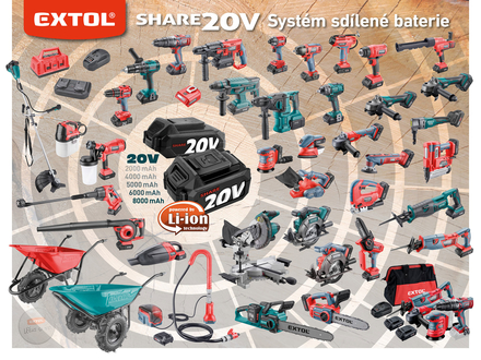 Aku úhlová bruska Extol Industrial 8791846 SHARE20V, 150/180mm, BRUSHLESS, 2x4Ah (8)