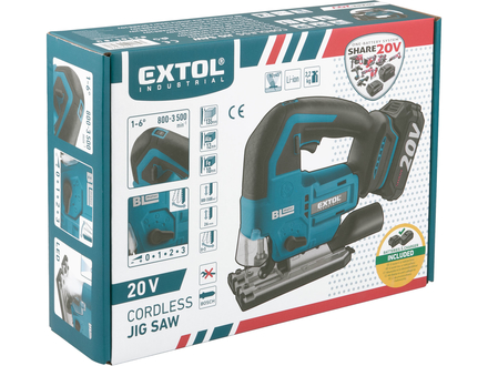 Aku přímočará pila Extol Industrial 8791824 SHARE20V, BRUSHLESS, 2Ah (11)