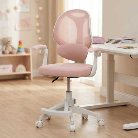 Dětská kandcelářská židle Autronic výškově nastavitelná, růžová síťovina, KA-W8008 PINK (1)