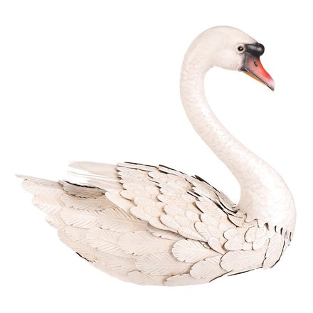 Dekorace Autronic Labuť - kovová zahradní dekorace, vel. L, barva bílá (SR2031-L)