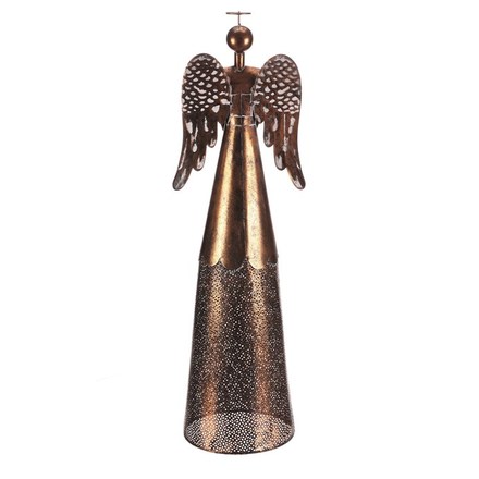 Dekorace Autronic Anděl kovový - 82 cm, se srdcem v rukou, měděný (KOB013-XL) (3)