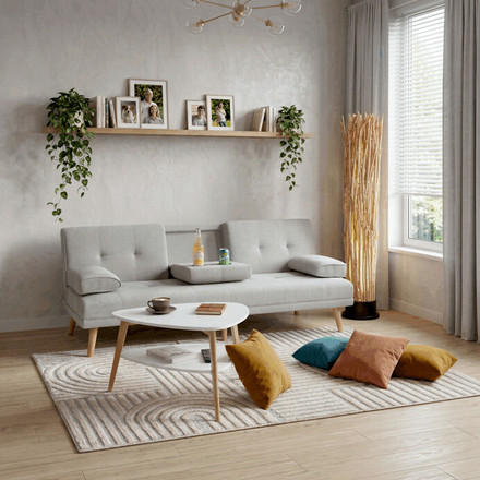 Rozkládací pohovka Autronic Trojmístná, béžová, látka, ASB-C3034 CRM2 (1)