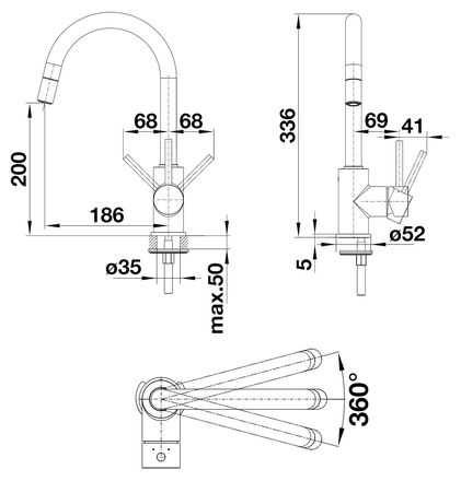 Páková vodovodní baterie Blanco MIDA-S matná černá 526653 (1)