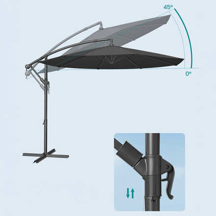Zahradní slunečník Autronic šedý, kov, ASL-E1116 GREY (2)