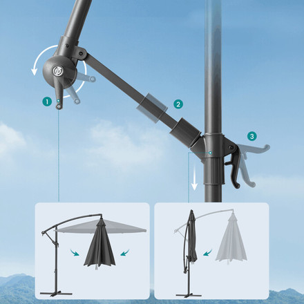Zahradní slunečník Autronic šedý, kov, ASL-E1116 GREY (3)