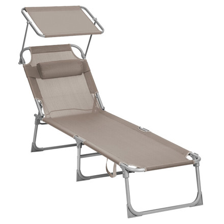 Zahradní lehátko Autronic 193x53x29cm, látka, krémová, AZL-E1192 CRM