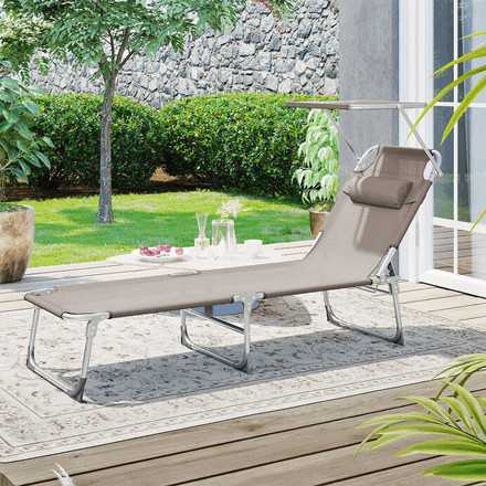 Zahradní lehátko Autronic 193x53x29cm, látka, krémová, AZL-E1192 CRM (2)