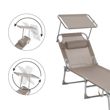 Zahradní lehátko Autronic 193x53x29cm, látka, krémová, AZL-E1192 CRM (4)
