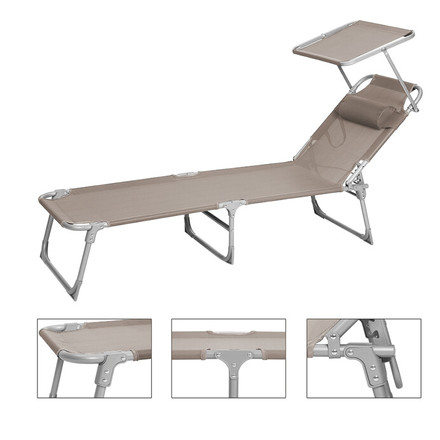 Zahradní lehátko Autronic 193x53x29cm, látka, krémová, AZL-E1192 CRM (5)