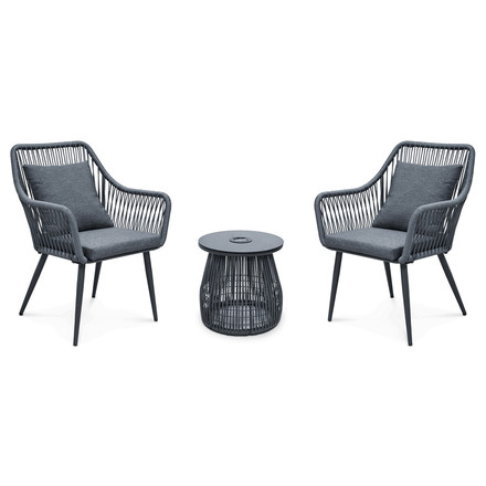 Zahradní set Autronic 1+2, solární podsvícení, kov, šedá, AZS-L1314 GREY