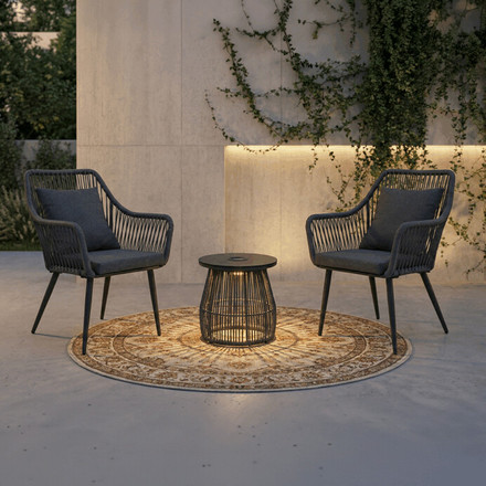 Zahradní set Autronic 1+2, solární podsvícení, kov, šedá, AZS-L1314 GREY (1)