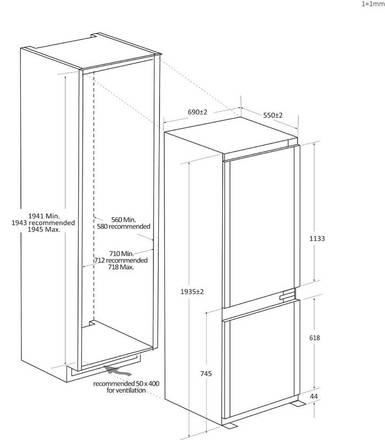 Vestavná kombinovaná chladnička Haier HBW7719DT (10)