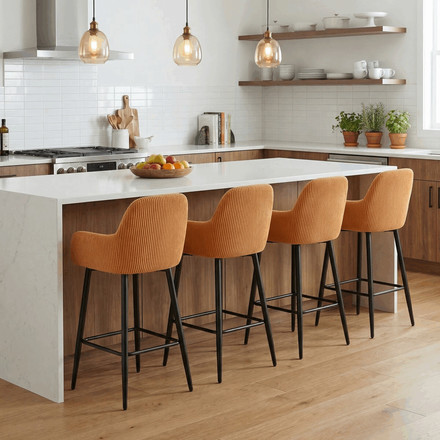 Barová židle Autronic žlutá, látka,AUB-V4009 YEL6 (1)