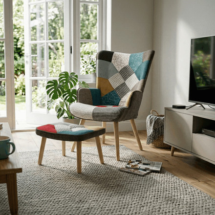 Křeslo Autronic ušák, vícebarevná, látka, AK-305B PW2 (1)