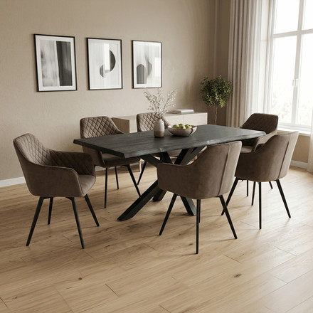 Moderní jídelní židle Autronic hnědá, sametová látka, DCH-425 BR4 (1)