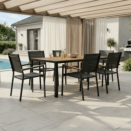 Zahradní stůl Autronic 150x90cm, kov, polywood, šedá, AZT-L1303 GREY (1)