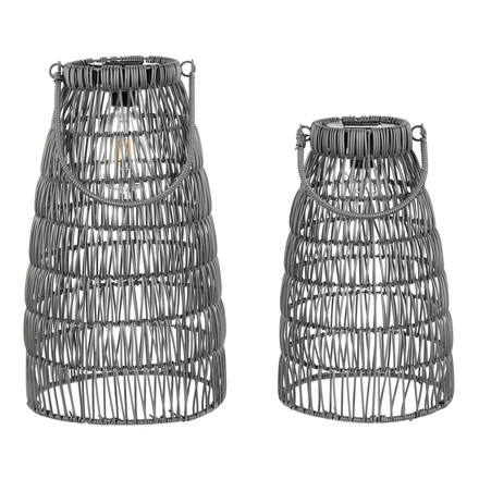 Lucerna Autronic umělý ratan, kónická, LED osvětl., šedá, cena za sadu 2 ks (PLA102 GREY)