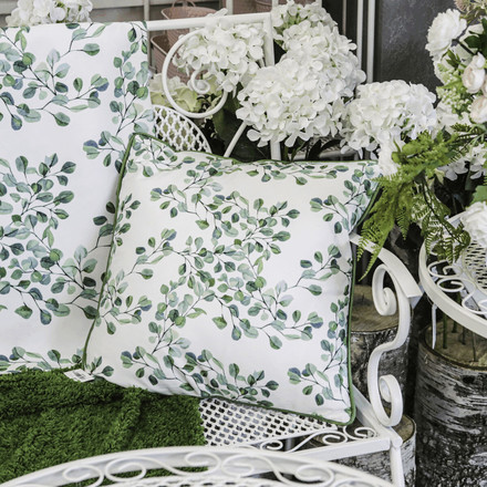 Polštář Autronic s výplní - sametový, 45 x 45 cm, větve se zelenými lístky (UBR126-1) (1)