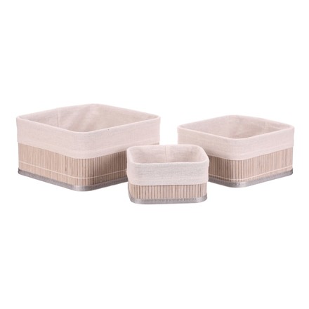 Koš regálový Autronic - bambus, šedý, cena za sadu 3 ks (DB2004 GREY)