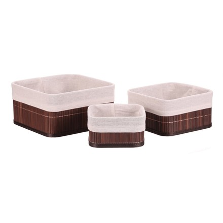 Koš regálový Autronic - bambus, hnědý, cena za sadu 3 ks (DB2004 BRN)