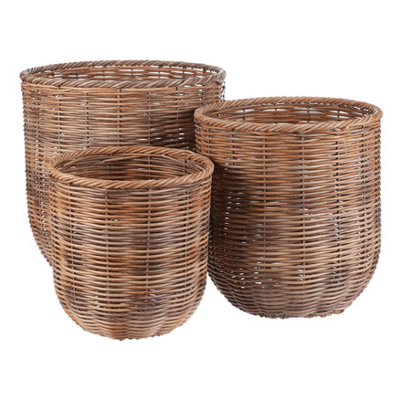 Obal z umělého ratanu Autronic kovová konstrukce, sv. hnědý, cena za sadu 3 ks (PLA109 NAT)