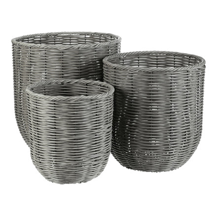 Obal z umělého ratanu Autronic kovová konstrukce, šedý, cena za sadu 3 ks (PLA109 GREY)