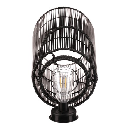 Lucerna Autronic umělý ratan, sloupcová, LED osvětl., vel. M, šedo-černá (PLA106-M) (6)