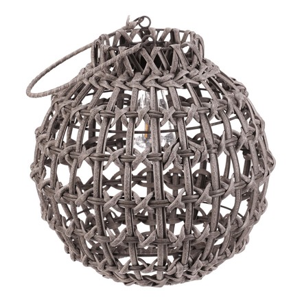 Lucerna Autronic umělý ratan, kulatá, LED osvětl., vel. M, šedá (PLA105-M) (2)