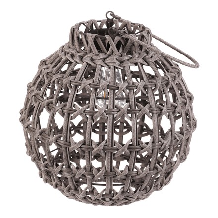 Lucerna Autronic umělý ratan, kulatá, LED osvětl., vel. M, šedá (PLA105-M) (4)