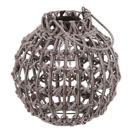 Lucerna Autronic umělý ratan, kulatá, LED osvětl., vel. M, šedá (PLA105-M) (5)