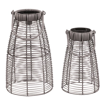 Lucerna Autronic umělý ratan, kónická, LED osvětl., šedá, cena za sadu 2 ks (PLA104)