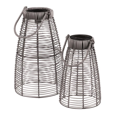 Lucerna Autronic umělý ratan, kónická, LED osvětl., šedá, cena za sadu 2 ks (PLA104) (1)