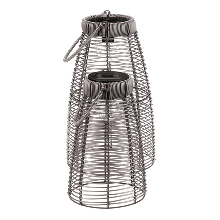 Lucerna Autronic umělý ratan, kónická, LED osvětl., šedá, cena za sadu 2 ks (PLA104) (2)