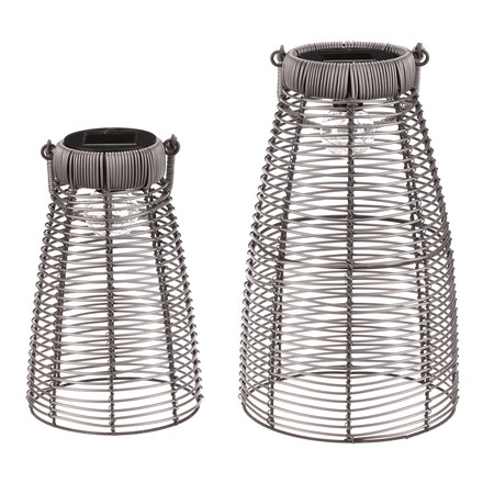 Lucerna Autronic umělý ratan, kónická, LED osvětl., šedá, cena za sadu 2 ks (PLA104) (3)