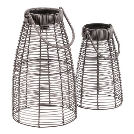 Lucerna Autronic umělý ratan, kónická, LED osvětl., šedá, cena za sadu 2 ks (PLA104) (5)