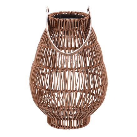 Lucerna Autronic umělý ratan, tvar hruška, LED osvětl., vel. M, světle hnědá (PLA103-M) (1)