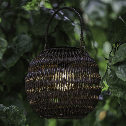 Lucerna Autronic umělý ratan, kulatá, LED osvětl., vel. M, tmavě hnědá (PLA101-M) (8)