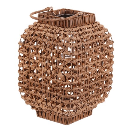 Lucerna Autronic umělý ratan, hranatá, LED osvětl., vel. L, světle hnědá (PLA100-L)