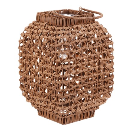 Lucerna Autronic umělý ratan, hranatá, LED osvětl., vel. L, světle hnědá (PLA100-L) (6)