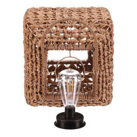 Lucerna Autronic umělý ratan, hranatá, LED osvětl., vel. L, světle hnědá (PLA100-L) (7)