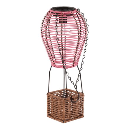 Lucerna Autronic umělý ratan a kov, balón, LED osvětl, vel. S, růžovo-hnědá (PLA113 PINK-S) (5)